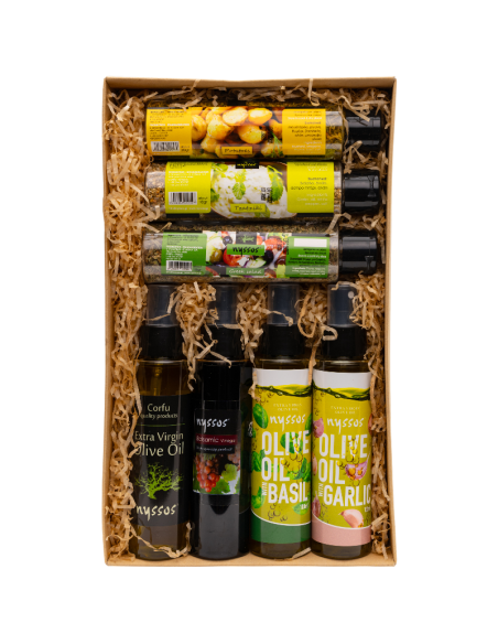 Nyssos Gift Pack – Olive Oil, Balsamic Vinegar & Spices