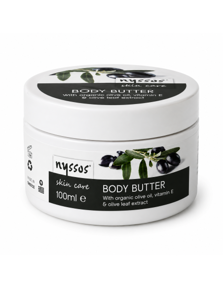 Body Butter με Βιολογικό Ελαιόλαδο, Βιταμίνη Ε & Εκχύλισμα Φύλλων Ελιάς – 100ml