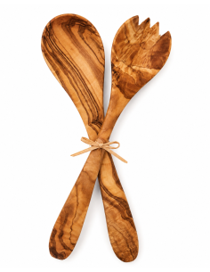 Olive Wood Salad Server Set – Spoon & Fork | 30 cm